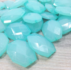 Robin&#39;s Egg Blue 35x24mm Faceted Acrylic Slab Beads - for jewelry or bangle making