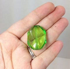 Lime Green Large Translucent Beads - Faceted Nugget Bead - FLAT RATE SHIPPING - Swoon & Shimmer - 3