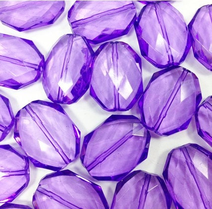 Light Purple Large Translucent Beads - Faceted Nugget Bead - FLAT RATE SHIPPING