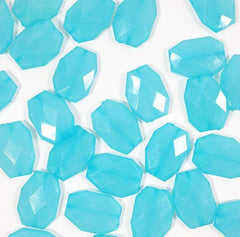 Faceted Large Acrylic Beads - Pool Blue - 35x24mm - craft supplies for bangle bracelets or necklaces - Swoon & Shimmer - 2