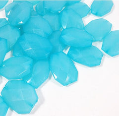 Faceted Large Acrylic Beads - Pool Blue - 35x24mm - craft supplies for bangle bracelets or necklaces - Swoon & Shimmer - 1