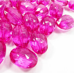 Magenta Pink Large Translucent Beads - 25mm Faceted egg / nugget Bead - FLAT RATE SHIPPING - Swoon & Shimmer - 1
