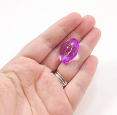 Purple Orchid Large Translucent Beads - 25mm Faceted egg / nugget Bead - FLAT RATE SHIPPING - Swoon & Shimmer - 2