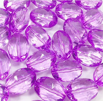 Purple Orchid Large Translucent Beads - 25mm Faceted egg / nugget Bead - FLAT RATE SHIPPING - Swoon & Shimmer - 1