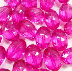Magenta Pink Large Translucent Beads - 25mm Faceted egg / nugget Bead - FLAT RATE SHIPPING - Swoon & Shimmer - 3