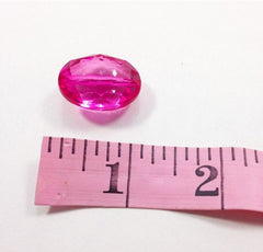 Magenta Pink Large Translucent Beads - 25mm Faceted egg / nugget Bead - FLAT RATE SHIPPING - Swoon & Shimmer - 4