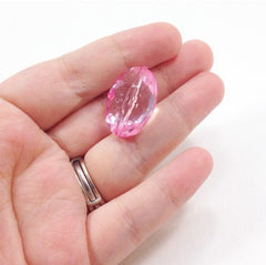 Light Pink Large Translucent Beads - 25mm Faceted egg / nugget Bead - FLAT RATE SHIPPING - Swoon & Shimmer - 2