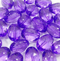 Violet purple Large Translucent Beads - 25mm Faceted egg / nugget Bead - FLAT RATE SHIPPING - Swoon & Shimmer - 3