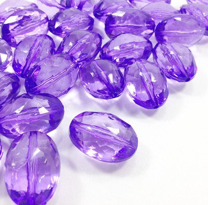 Violet purple Large Translucent Beads - 25mm Faceted egg / nugget Bead - FLAT RATE SHIPPING - Swoon & Shimmer - 1