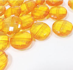 Orange / Marigold Large Translucent Beads - 21mm Faceted circle round Bead - FLAT RATE SHIPPING - Jewelry Making - Wire Bangles - Swoon & Shimmer - 1