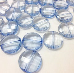 Sky Blue Large Translucent Beads - 21mm Faceted circle round Bead - FLAT RATE SHIPPING - Jewelry Making - Wire Bangles - Swoon & Shimmer - 3