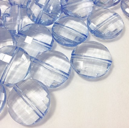 Sky Blue Large Translucent Beads - 21mm Faceted circle round Bead - FLAT RATE SHIPPING - Jewelry Making - Wire Bangles - Swoon & Shimmer - 1