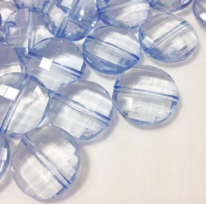 Sky Blue Large Translucent Beads - 21mm Faceted circle round Bead - FLAT RATE SHIPPING - Jewelry Making - Wire Bangles