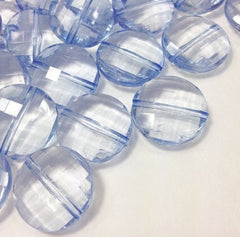 Sky Blue Large Translucent Beads - 21mm Faceted circle round Bead - FLAT RATE SHIPPING - Jewelry Making - Wire Bangles