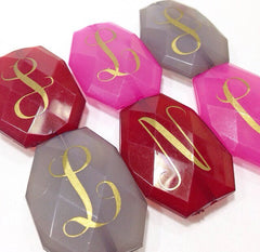Gold Monogram Beads in 16 Color Choices! Faceted, Gorgeous Beads - Pick your letter and color! - Swoon & Shimmer - 1