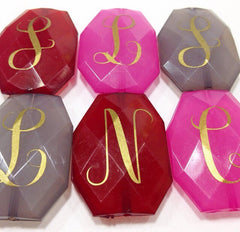 Gold Monogram Beads in 16 Color Choices! Faceted, Gorgeous Beads - Pick your letter and color! - Swoon & Shimmer - 3