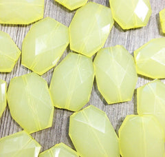 35x24mm Lemon Yellow Large faceted acrylic nugget beads - jewelry making supplies - Swoon & Shimmer - 2