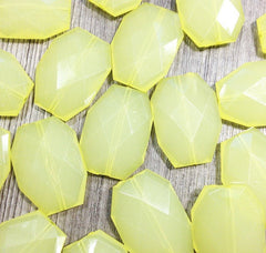 35x24mm Lemon Yellow Faceted acrylic beads - chunky nugget style craft supplies