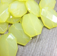35x24mm Lemon Yellow Large faceted acrylic nugget beads - jewelry making supplies - Swoon & Shimmer - 1