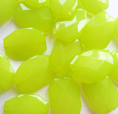34x24mm Kiwi Green Large faceted acrylic nugget beads - Swoon & Shimmer - 3
