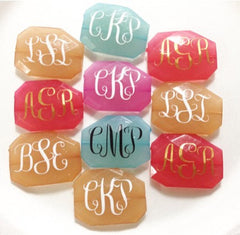 Three Letter Monogram Bead - Pick Your Colors! - Large Acrylic faceted bead for jewelry making - Swoon & Shimmer - 3