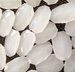 42mm Snow Beads - white faceted jumbo nugget beads - jewelry making or bangle bracelet - Swoon & Shimmer - 3