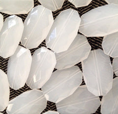 42mm Snow Beads - white faceted jumbo nugget beads - jewelry making or bangle bracelet