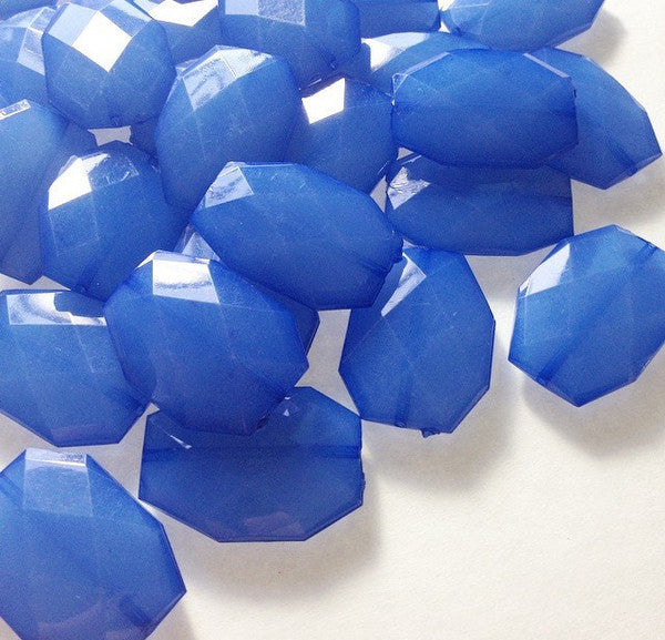 35x24mm Blue Denim Large faceted acrylic nugget beads - jewelry making supplies - Swoon & Shimmer - 1