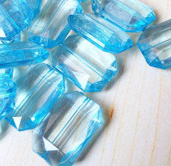 Light Blue Large Translucent Beads - Faceted Nugget Bead - FLAT RATE SHIPPING 30mmx22mm
