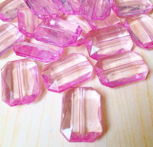 Light pink Large Translucent Beads - Faceted Nugget Bead - blush - FLAT RATE SHIPPING 30mmx22mm - Swoon & Shimmer - 1