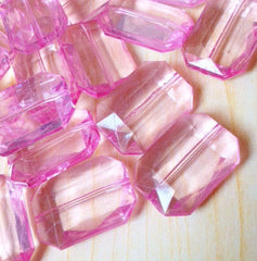Light pink Large Translucent Beads - Faceted Nugget Bead - blush - FLAT RATE SHIPPING 30mmx22mm - Swoon & Shimmer - 3