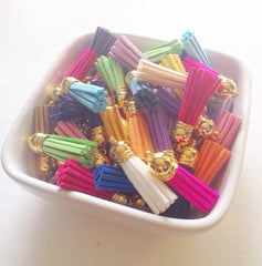 Gold Capped Suede Tassels in 22 colors - Flat Rate shipping - Swoon & Shimmer - 5