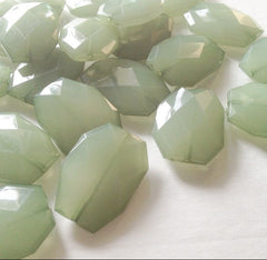 Cucumber Green Slab Beads - Faceted Nugget Bead - FLAT RATE SHIPPING 35mmx24mm - Swoon & Shimmer - 1