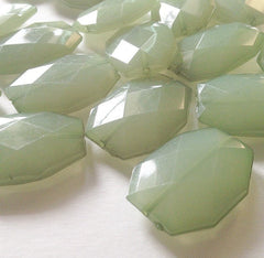 Cucumber Green Slab Beads - Faceted Nugget Bead - FLAT RATE SHIPPING 35mmx24mm - Swoon & Shimmer - 5