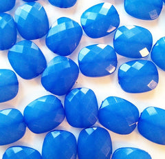 French Blue Large Translucent Beads - Faceted clear Nugget cushion cut Bead - FLAT RATE SHIPPING 30mm x 25mm x 9mm - Swoon & Shimmer - 3