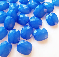French Blue Large Translucent Beads - Faceted clear Nugget cushion cut Bead - FLAT RATE SHIPPING 30mm x 25mm x 9mm - Swoon & Shimmer - 2