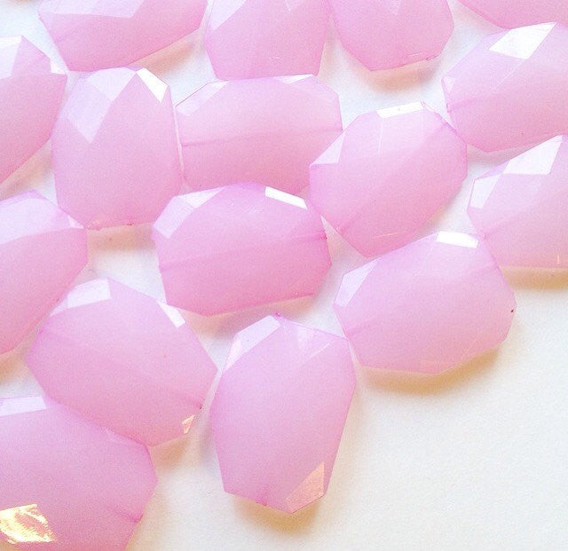 Large Blush Pink faceted beads - acrylic pink beads for jewelry making -  39mm size