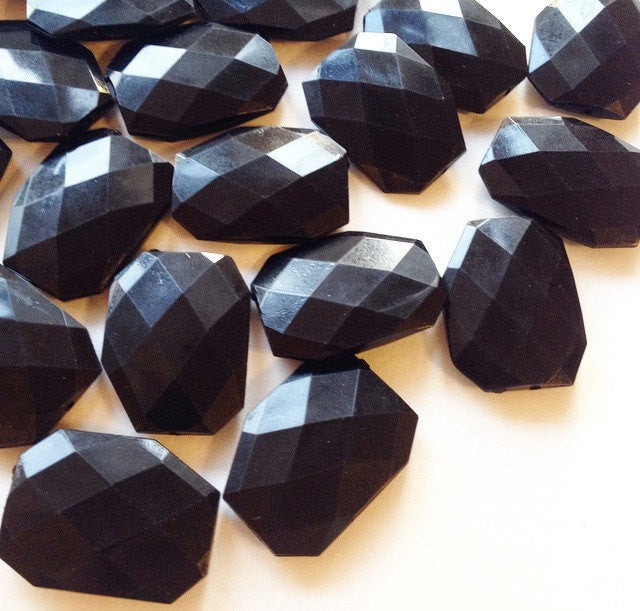 XL Black faceted beads - acrylic beads for jewelry making - 39mm size - Swoon & Shimmer - 1