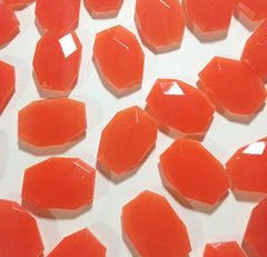 Large Orange Beads - 35x24mm slab nugget beads - acrylic jumbo craft supplies - burnt orange / tangerine
