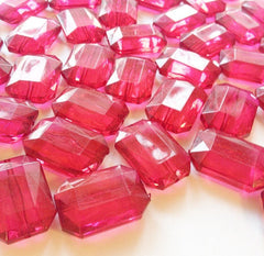 Cranberry Large Translucent Beads - Faceted Nugget Bead - FLAT RATE SHIPPING 30mmx22mm Maroon Marsala Garnet - Swoon & Shimmer - 4