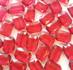 Cranberry Large Translucent Beads - Faceted Nugget Bead - FLAT RATE SHIPPING 30mmx22mm Maroon Marsala Garnet - Swoon & Shimmer - 2