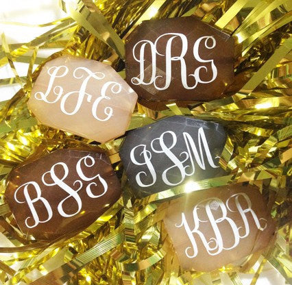 Three Letter Monogram Bead - Pick Your Colors! - Large Acrylic faceted bead for jewelry making - Swoon & Shimmer - 1