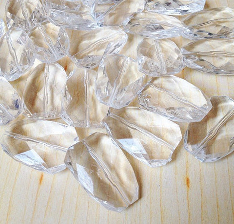 Clear Faceted 40mm acrylic beads - chunky craft supplies for wire bangle or jewelry making - Swoon & Shimmer - 1