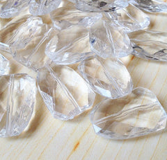 Clear Faceted 40mm acrylic beads - chunky craft supplies for wire bangle or jewelry making - Swoon & Shimmer - 5