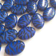 Blue and Black Animal Print Nugget Bead - FLAT RATE SHIPPING 28mmx20mm - Swoon & Shimmer - 4
