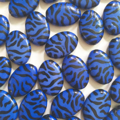 Blue and Black Animal Print Nugget Bead - FLAT RATE SHIPPING 28mmx20mm - Swoon & Shimmer - 1
