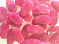Large Pink Gem Stone Beads - Acrylic Beads that look like stained glass for Jewelry Making-Necklaces, Bracelets, or Earrings! 45x25mm Stones