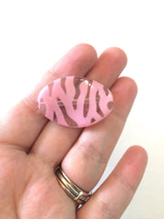 Large SOFT PINK animal print beads - beads for jewelry making - tiger cougar cat stripe - team jewelry - Swoon & Shimmer - 2