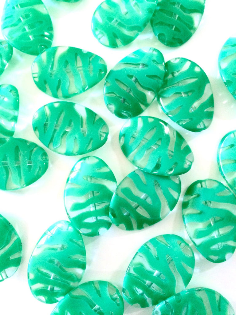 Large Green animal print beads - green beads for jewelry making - tiger cougar cat stripe - team jewelry - Swoon & Shimmer - 1