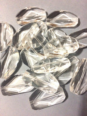 Large Clear Gem Stone Beads - Acrylic Beads that look like stained glass for Jewelry Making-Necklaces, Bracelets, or Earrings! 45x25mm Stone